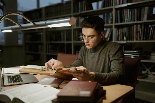 Student athlete studying